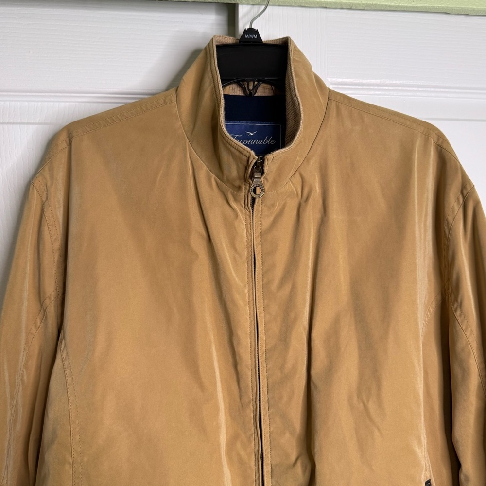 Facconable Men’s Water Resistant Bomber Jacket Tan Color Cotton Wool Blend Small - Picture 5 of 16